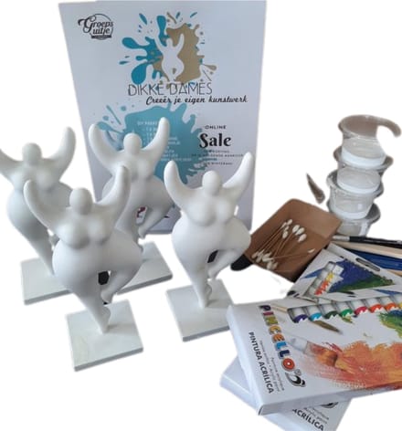 DIY Dikke dames workshop | 4 beeldjes/personen | 20 cm | compleet schilderpakket | Creatieve middag | Nana's | Dolly's