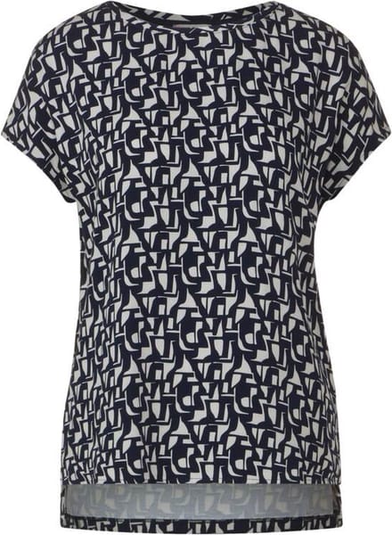 Street One printed mat-mix shirt - Dames T-shirt - deep blue - Maat 38