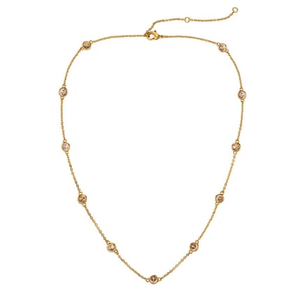 Traveller Ketting - Collier Dames - Goud - Zirconia - Ø 4 mm - Verguld - Variabele lengte: 38-44 cm - 157758
