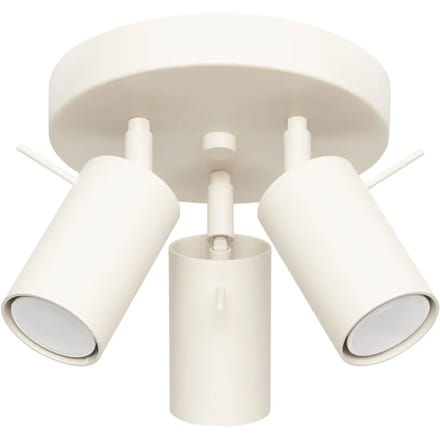 Plafondlamp RING 3P met 3 verstelbare spots op ronde plafondplaat - Sollux Lighting - IP20 - Beige staal behuizing - 19.5 x 19.5 x 18.5 cm - 3 x GU10 LED, exclusief lichtbron - 3 x 10 W - Moderne plafondlamp voor woonkamer, slaapkamer en eetkamer