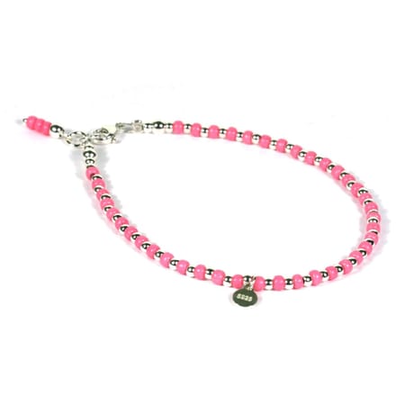 Heaven Eleven - dames - Enkelbandjes - zilver - 925 - roze - 1mm - 25cm