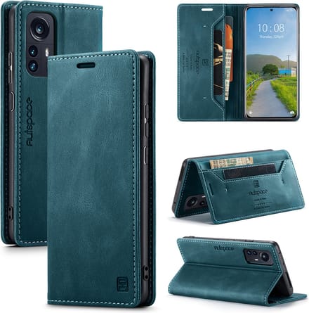 Luxe Flip Case met RFID Bescherming Kaarthouder en Magneetsluiting voor Xiaomi 12 Pro _ Blauw