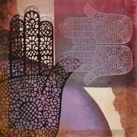 Safaary - Oosterse schilderij Mehndi hands Malay Lila