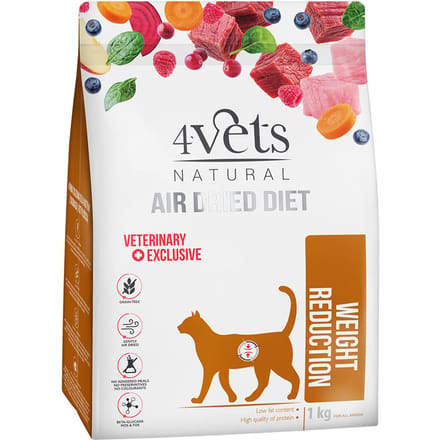 2x 1kg 4vets Weight Reduction droogvoer voor katten