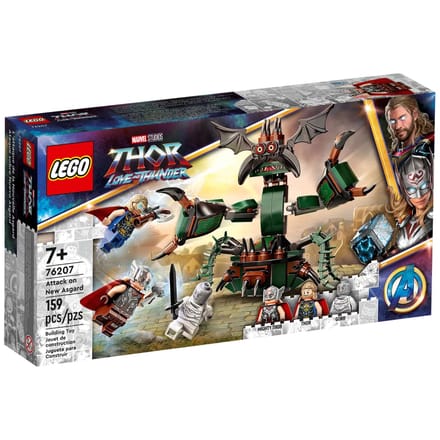 LEGO® Marvel Aanval op New Asgard 76207 bouwset; Marvel Studios Love & Thunder bouwspeelgoed met minifiguren van Thor en Machtige Thor; verjaardagscadeau voor kinderen, Marvel fans en superhelden vanaf 7 jaar (159 onderdelen)