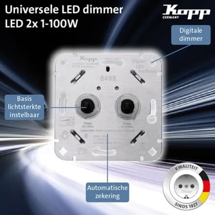 Kopp Led Dimmer Druk/draai 2x100w 230v Inbouw