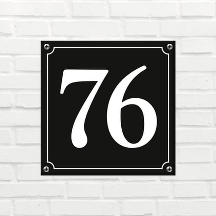 Huisnummerbord Mat zwart Deluxe - Nummer 76 - incl. bevestiging