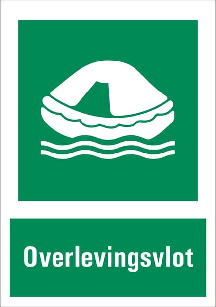 Overlevingsvlot sticker met tekst 210 x 297 mm