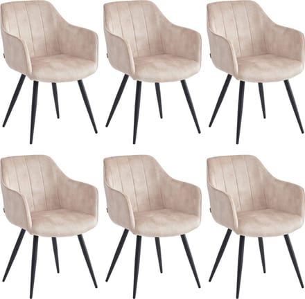 Colenis® - Verto Eetkamerstoel - Set Van 6 - Beige - Adoré Velvet - Industrieel