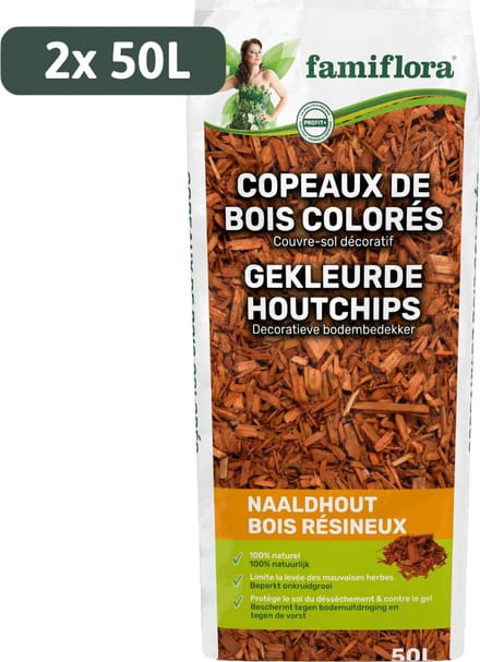 Famiflora gekleurde houtchips (100 l) pinus maritima - 2 x 50L