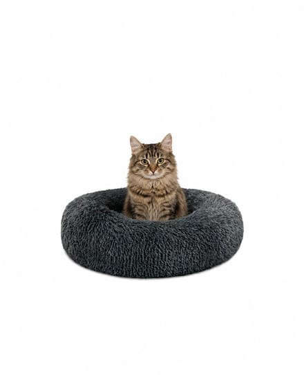 lionto Knuffelbed kat, donutvormig & extra zacht Ø40 cm donkergrijs