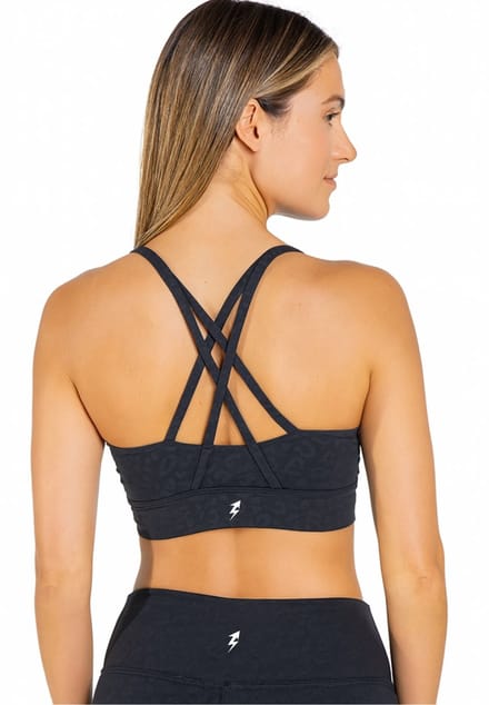 SparkNine Elevate sport-bh - S - leopard - gekruiste rug - push-up effect - stevige ondersteuning - met uitneembare pads