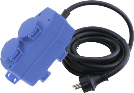 Stekkerblok – 4–voudig – IP54 – 3 x 1.5 mm² – 5 m – blauw