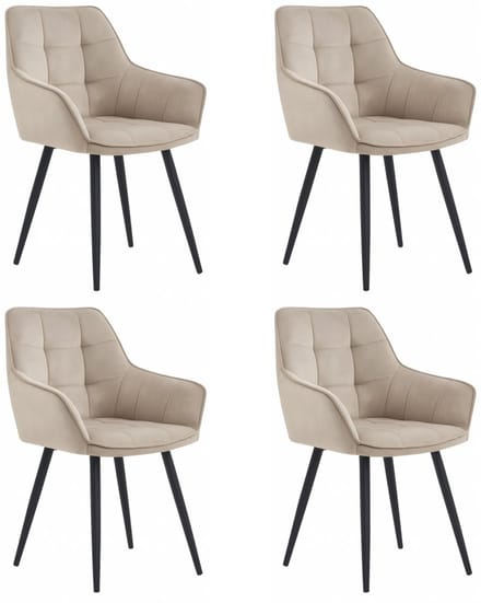 Colenis® - Oriana Eetkamerstoel - Set Van 4 - Beige - Fluweel - Velvet - Industrieel