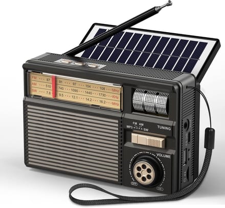 Unyqoos® Draagbare wereldontvanger met zonne-energie en Bluetooth-functionaliteit