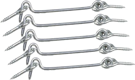AMIG windhaak / windhaken - 5x - staal - zilver - L7.5 cm - D4 mm - met schroefoog