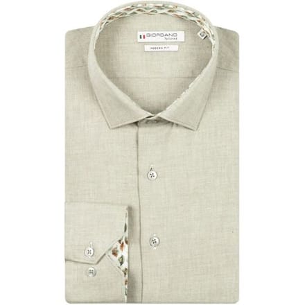 Giordano Overhemd Maggiore Wooltouch Mélange Flanel Twill Groen / male