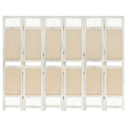 vidaXL - Kamerscherm - met - 6 - panelen - 210x165 - cm - stof - crèmekleurig