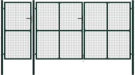vidaXL - Tuinpoort - staal - 400x150 - cm - groen
