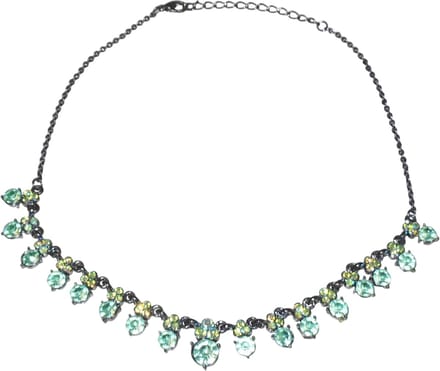Ketting zwart met stenen groen