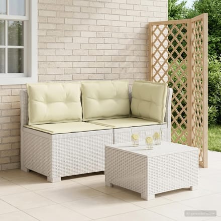 vidaXL - Twee-zits - Tuin - Sofa - met - Kussens - Rieten - Look - 2-zits - PP - Wit