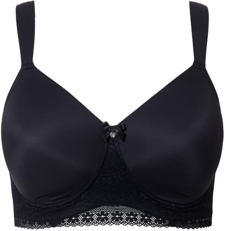 Ulla Popken - Dames - Bralette kant zachte cups zonder beugel - Zwart - Maat 90E