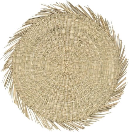 zeegras placemat rond naturel franjes 38cm