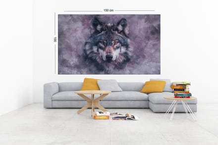Canvas Schilderij – Wild Dier – Wolf –Moderne Dierenkunst – 150x100x2 cm