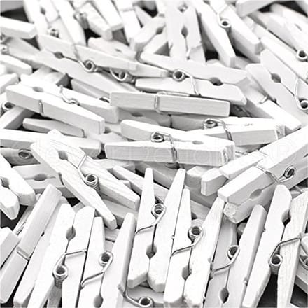 Mini Wasknijpers - Houten Clips - Hobby en Knutselen - Massief Houten Constructie - 50 Stuks - Wit