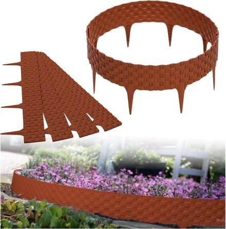 Rotan Bed Rand - Gazon Border - Tuin Afscheiding - Flexibel Weerbestendig Kunststof - 32 Meter Lengte - Terracotta
