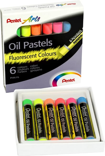 Pentel PentelArts oliepastels PHN-F6, 6 neonkleuren, fluorescerend