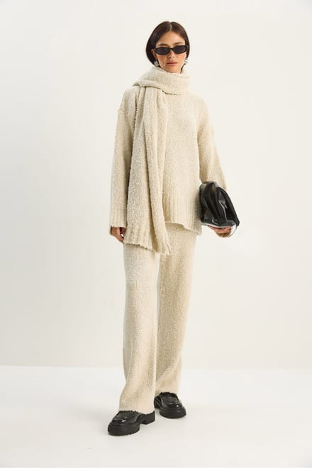 Oversized Geribbelde Gebreide Twee-Delige Set