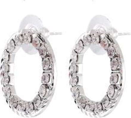 Behave - Oorknoppen dames zilverkleur - Strass steentjes - Elegant feestelijk