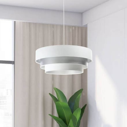 Maco Design Triniti hanglamp, wit/zilver, Ø 60 cm, textiel