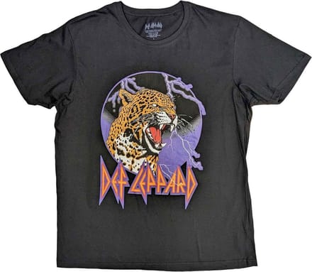 Def Leppard - Lightning Leopard Heren T-shirt - S - Zwart