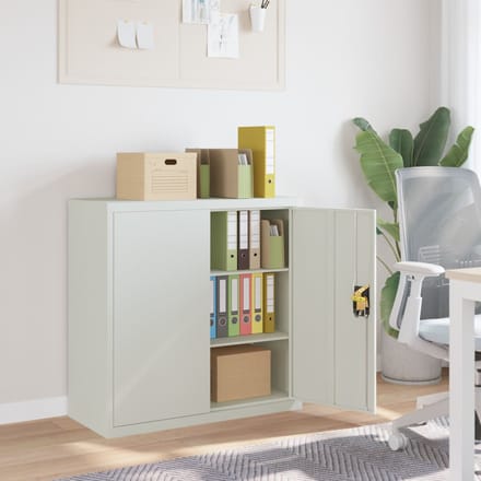 vidaXL - Kantoorkast - met - 2 - deuren - 90 - cm - staal - grijs