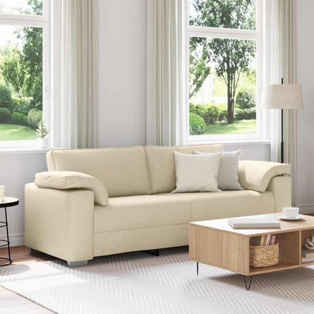 vidaXL - 3-Zits - Sofa - Crème - 220 - cm - Stof