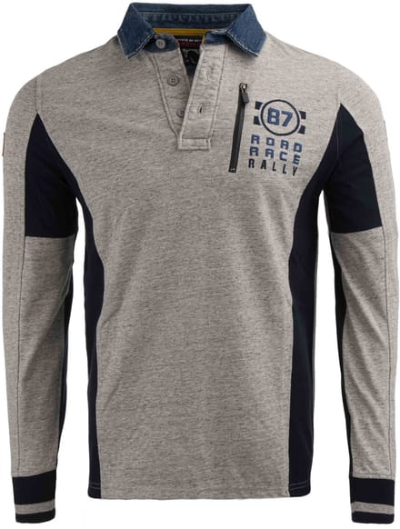 Heren T-shirt State Of Art Rugbyshirt Colourblocking Heavy Jersey Grijs - M