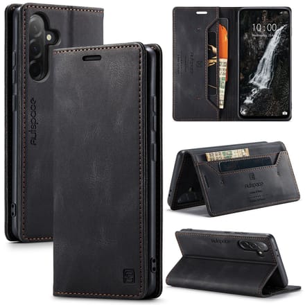 Luxe Flip Case met RFID Bescherming Kaarthouder en Magneetsluiting voor Samsung Galaxy A37 5G _ Zwart