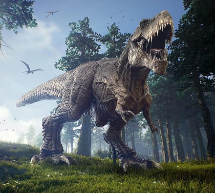 Dinosaurus T-Rex screamer massive attack - Fotobehang (in banen) - 450 x 260 cm
