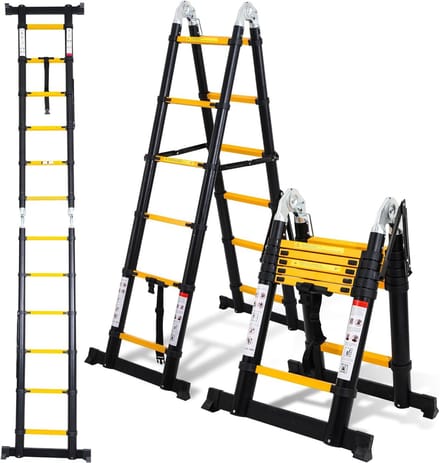 Telescopische Vouwladder Aluminium 5 m Uittrekbaar Antislip 150 kg