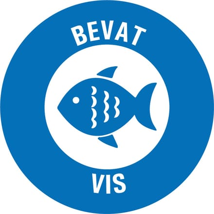 Bevat vis allergenen sticker op rol 40 mm - 580 per rol