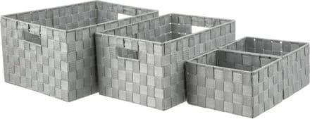 Gevlochten opbergmanden - Set van 4 - polyester - grijs - kast-organisers - opbergen