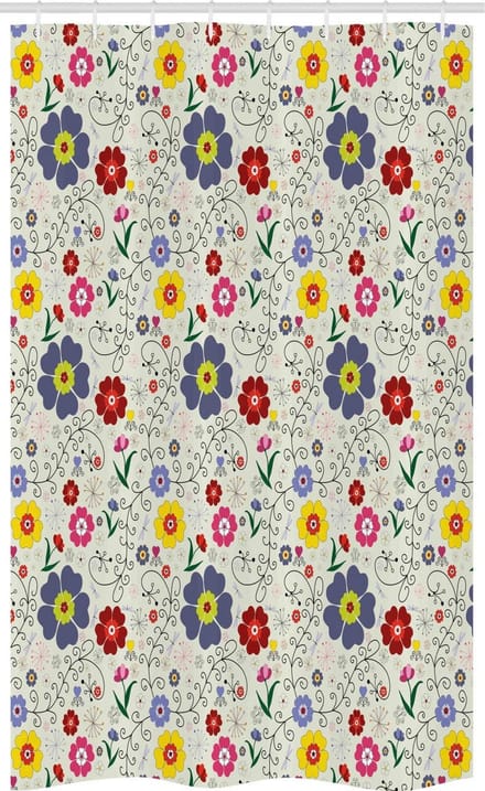 ABAKUHAUS Douchgordijn – Bloemen en Vlinders – 120x180 cm – Polyester
