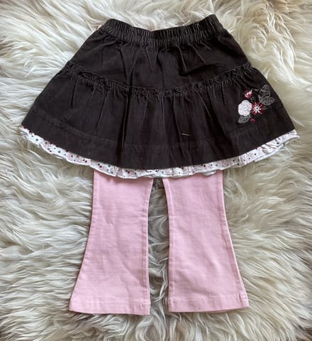 Tricky Tracks 2-delige set - Bruin/Roze - Rok+Legging - Maat 74