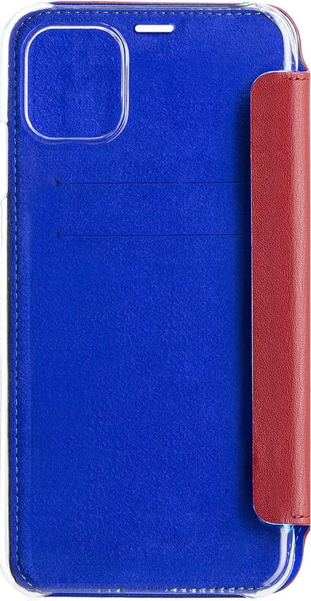 BeetleCase, Hoesje geschikt voor Apple iPhone 11 Pro - Leer Folio met Transparante Achterkant & Kaarthouder, Rood