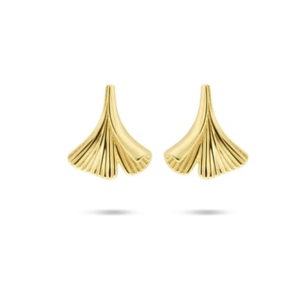 YO&NO oorknoppen - dames - ginkgo blad - oorbellen - Goud 14 karaat