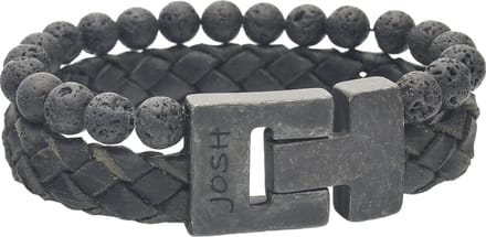Josh Heren Armband Leer - Zwart