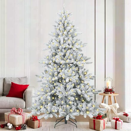 vidaXL - Kunstmatige - Hinged - Kerstboom - Wit - 210 - cm - PVC - en - Staal