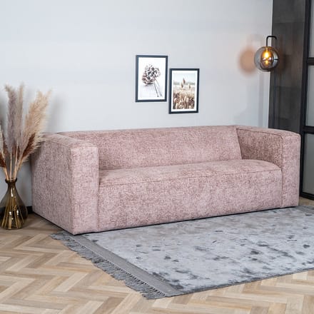 Bronx71® 3-zitsbank Memphis roze stof chenille